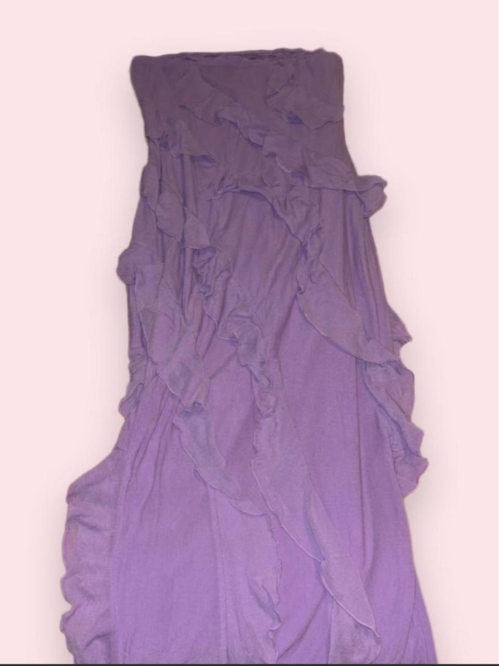 Strapless Ruffle Maxi Dress - Purple